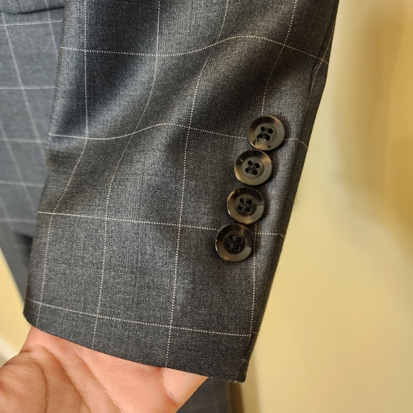 BOSS CLUB Wool Blend Mens Suit Set Jacket Pants Slim Fit Formal Wear 48 (Medium) - Picture 6 of 15